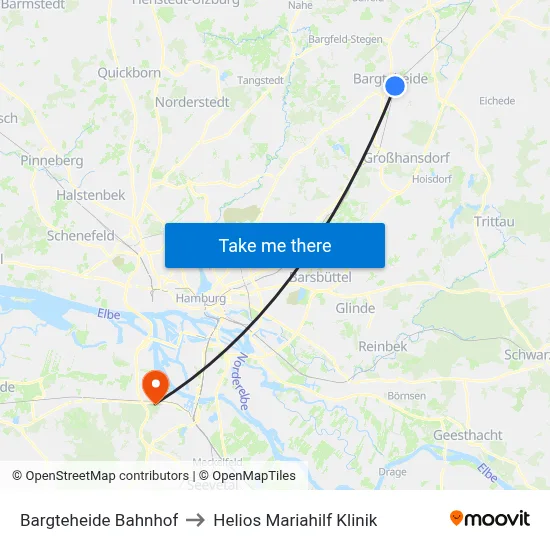 Bargteheide Bahnhof to Helios Mariahilf Klinik map