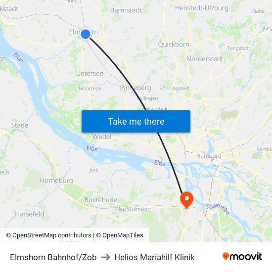 Elmshorn Bahnhof/Zob to Helios Mariahilf Klinik map