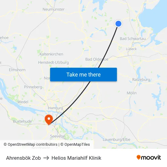 Ahrensbök Zob to Helios Mariahilf Klinik map