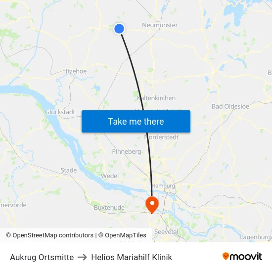 Aukrug Ortsmitte to Helios Mariahilf Klinik map