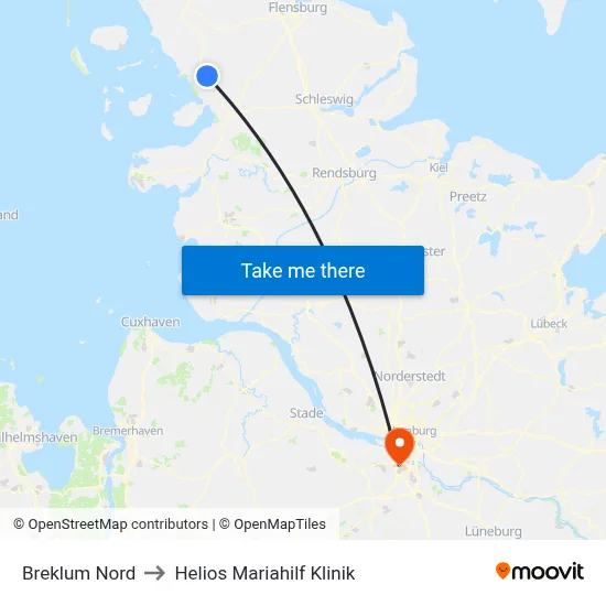 Breklum Nord to Helios Mariahilf Klinik map