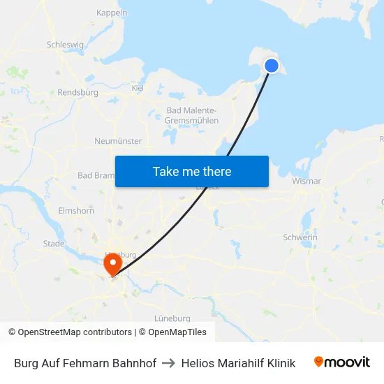 Burg Auf Fehmarn Bahnhof to Helios Mariahilf Klinik map