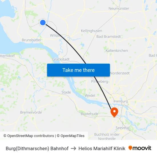 Burg(Dithmarschen) Bahnhof to Helios Mariahilf Klinik map