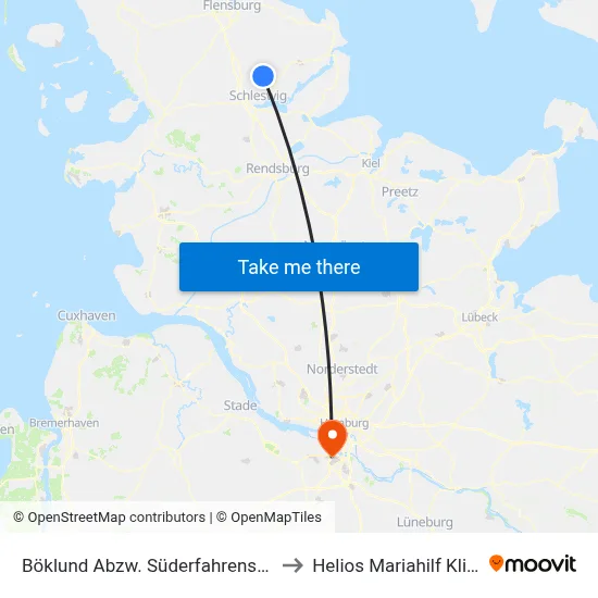 Böklund Abzw. Süderfahrenstedt to Helios Mariahilf Klinik map