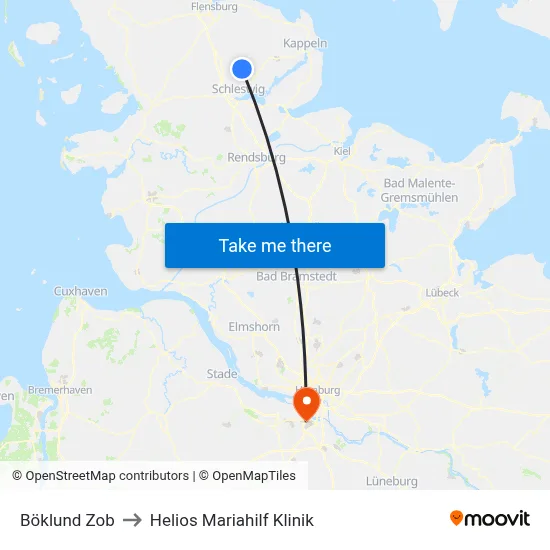 Böklund Zob to Helios Mariahilf Klinik map
