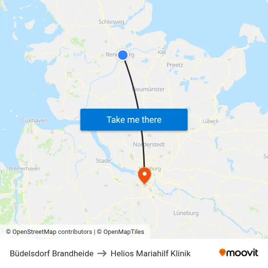 Büdelsdorf Brandheide to Helios Mariahilf Klinik map