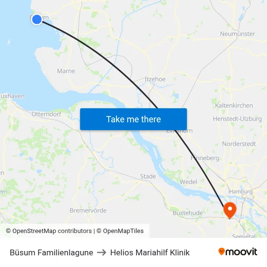 Büsum Familienlagune to Helios Mariahilf Klinik map