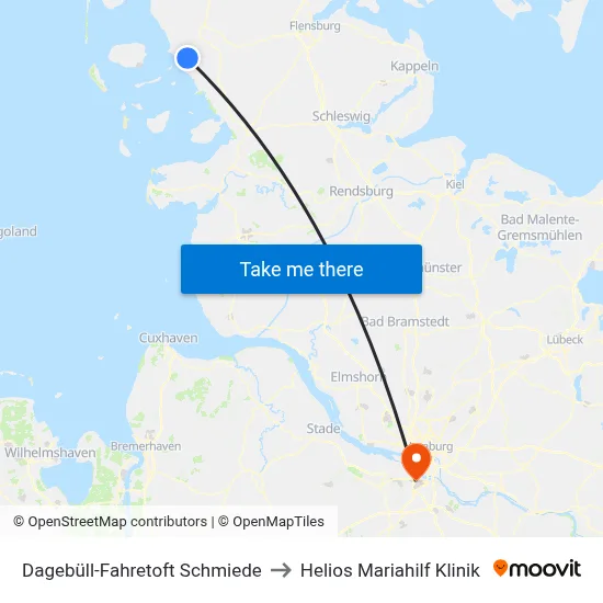 Dagebüll-Fahretoft Schmiede to Helios Mariahilf Klinik map