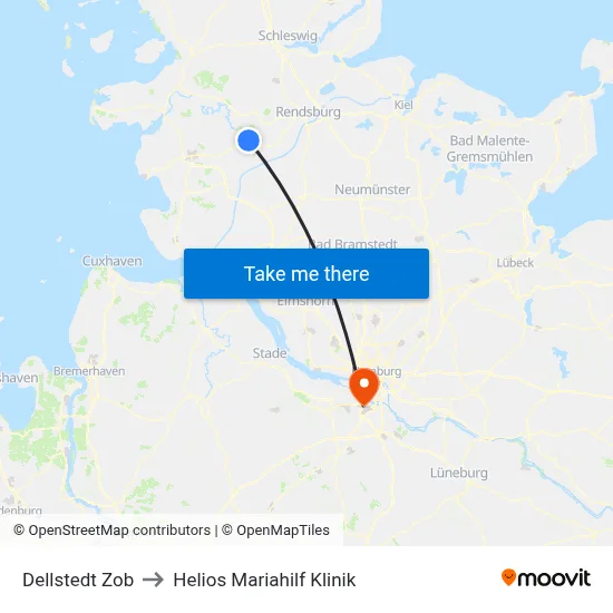 Dellstedt Zob to Helios Mariahilf Klinik map