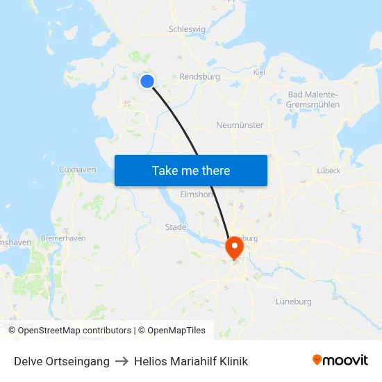 Delve Ortseingang to Helios Mariahilf Klinik map