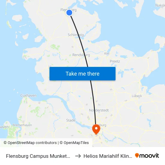Flensburg Campus Munketoft to Helios Mariahilf Klinik map