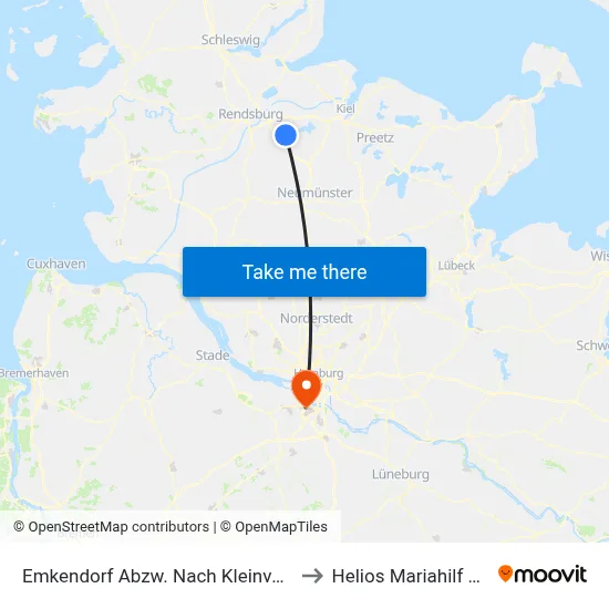 Emkendorf Abzw. Nach Kleinvollstedt to Helios Mariahilf Klinik map