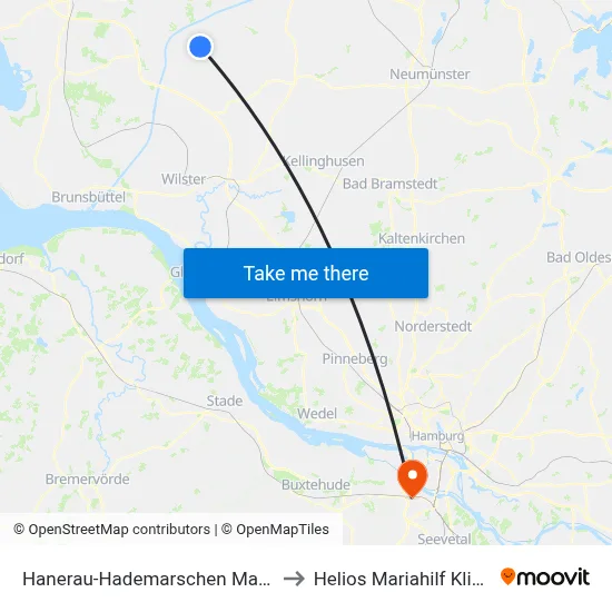 Hanerau-Hademarschen Markt to Helios Mariahilf Klinik map