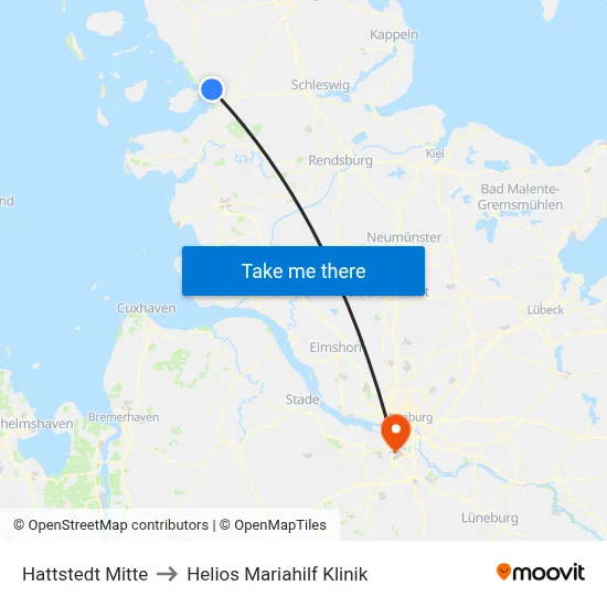 Hattstedt Mitte to Helios Mariahilf Klinik map
