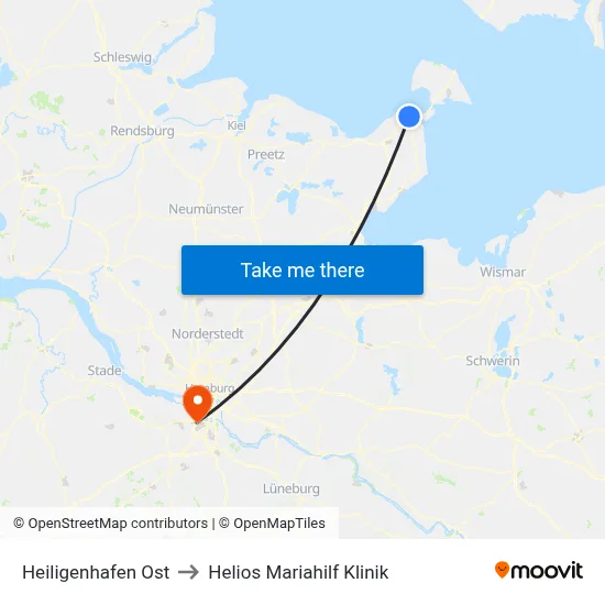 Heiligenhafen Ost to Helios Mariahilf Klinik map