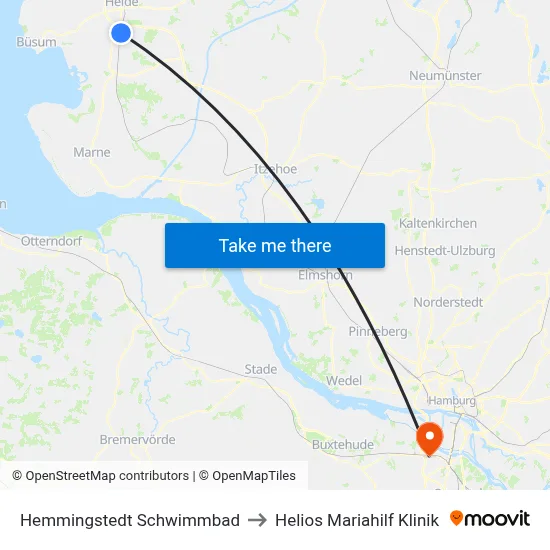 Hemmingstedt Schwimmbad to Helios Mariahilf Klinik map