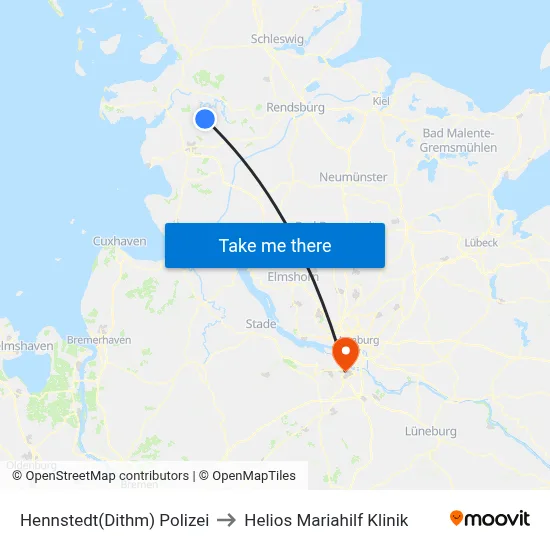 Hennstedt(Dithm) Polizei to Helios Mariahilf Klinik map
