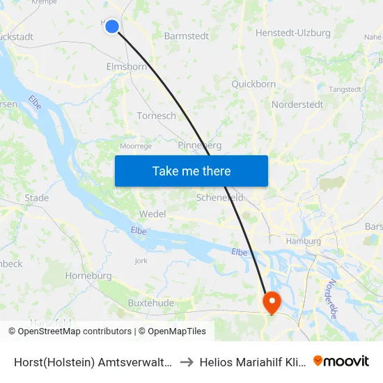 Horst(Holstein) Amtsverwaltung to Helios Mariahilf Klinik map
