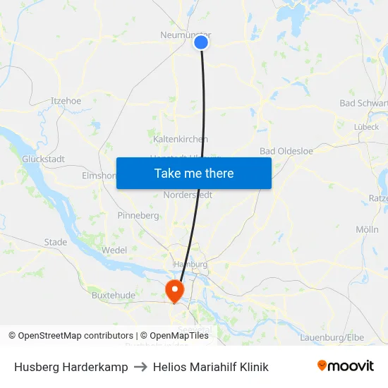 Husberg Harderkamp to Helios Mariahilf Klinik map
