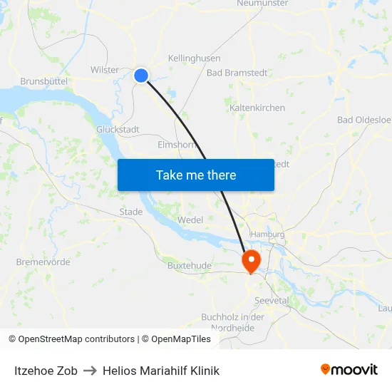 Itzehoe Zob to Helios Mariahilf Klinik map