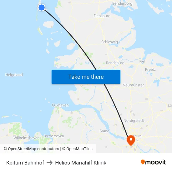 Keitum Bahnhof to Helios Mariahilf Klinik map