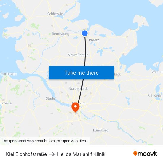 Kiel Eichhofstraße to Helios Mariahilf Klinik map