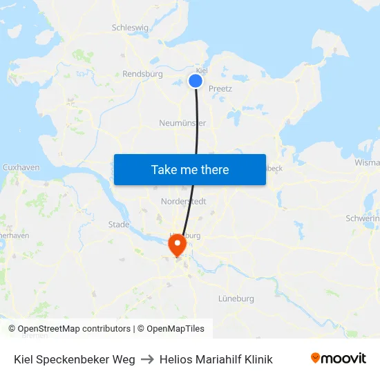 Kiel Speckenbeker Weg to Helios Mariahilf Klinik map
