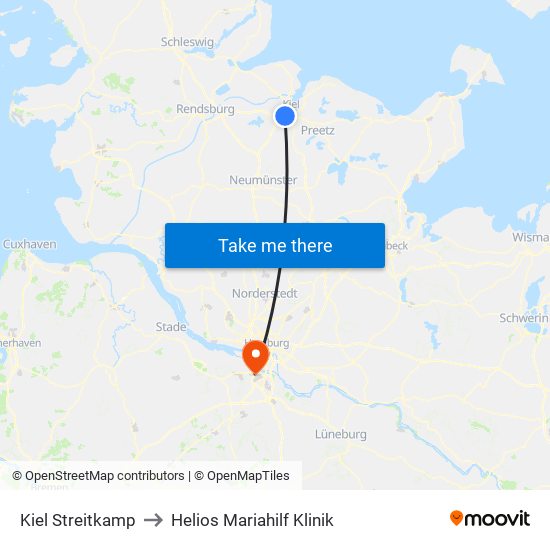 Kiel Streitkamp to Helios Mariahilf Klinik map