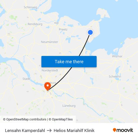 Lensahn Kamperdahl to Helios Mariahilf Klinik map