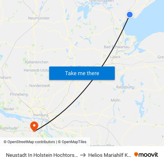 Neustadt In Holstein Hochtorstraße to Helios Mariahilf Klinik map