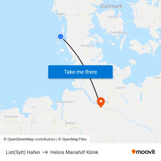 List(Sylt) Hafen to Helios Mariahilf Klinik map