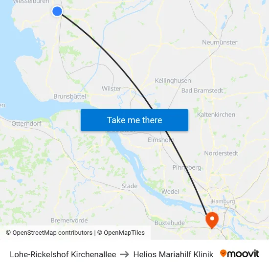 Lohe-Rickelshof Kirchenallee to Helios Mariahilf Klinik map