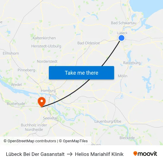 Lübeck Bei Der Gasanstalt to Helios Mariahilf Klinik map