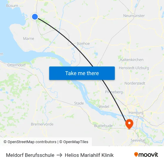 Meldorf Berufsschule to Helios Mariahilf Klinik map