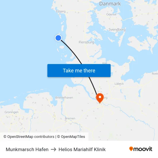 Munkmarsch Hafen to Helios Mariahilf Klinik map