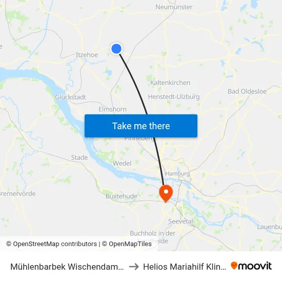 Mühlenbarbek Wischendamm to Helios Mariahilf Klinik map
