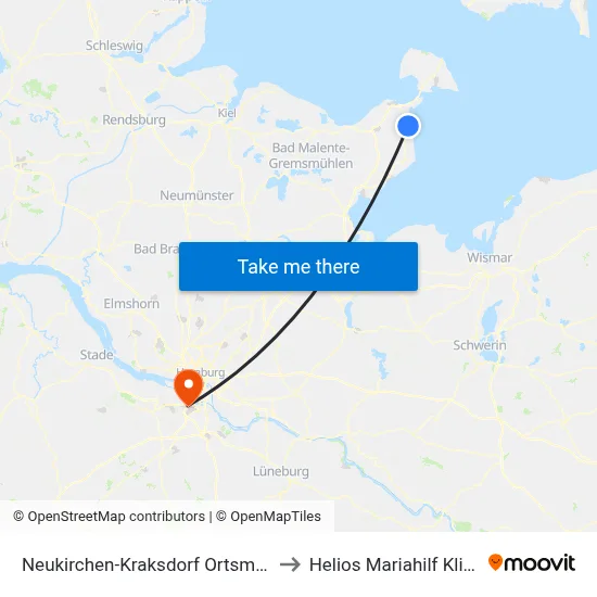 Neukirchen-Kraksdorf Ortsmitte to Helios Mariahilf Klinik map
