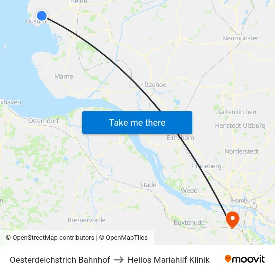 Oesterdeichstrich Bahnhof to Helios Mariahilf Klinik map