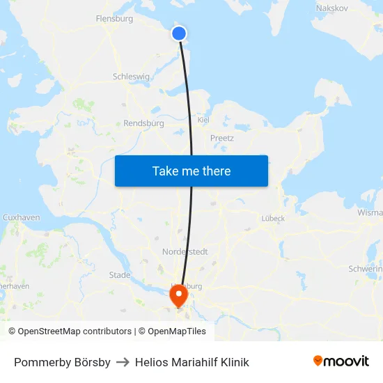 Pommerby Börsby to Helios Mariahilf Klinik map