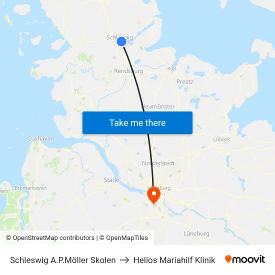 Schleswig A.P.Möller Skolen to Helios Mariahilf Klinik map