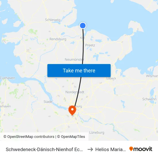 Schwedeneck-Dänisch-Nienhof Eckernförder Straße 24 to Helios Mariahilf Klinik map