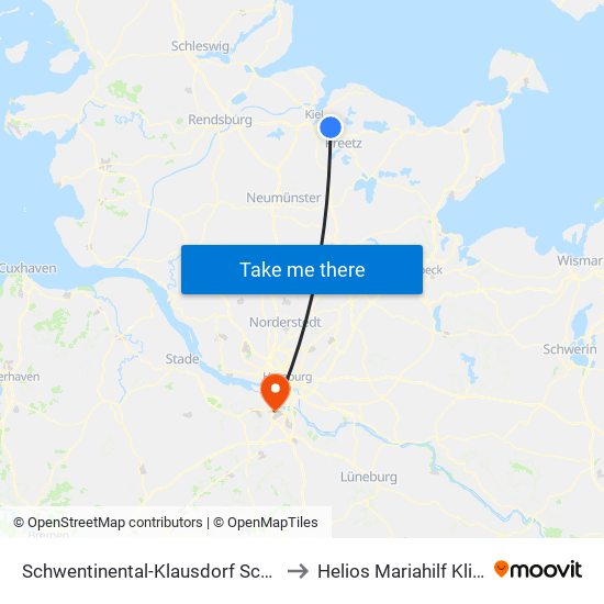 Schwentinental-Klausdorf Schule to Helios Mariahilf Klinik map