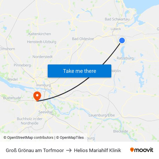 Groß Grönau am Torfmoor to Helios Mariahilf Klinik map