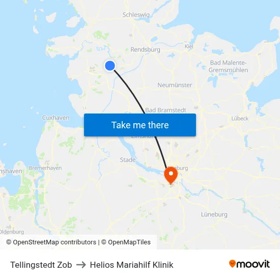 Tellingstedt Zob to Helios Mariahilf Klinik map