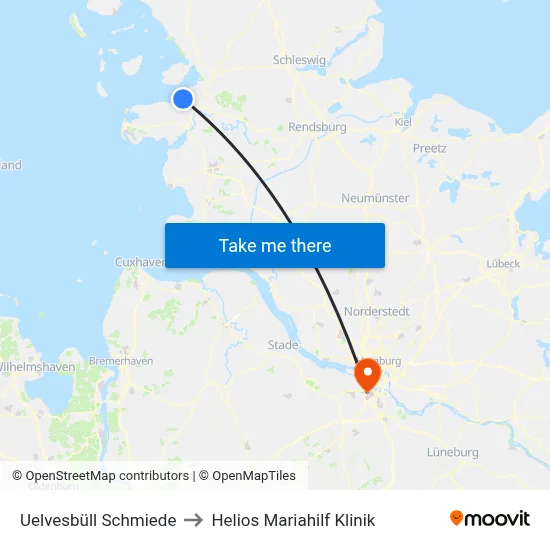 Uelvesbüll Schmiede to Helios Mariahilf Klinik map