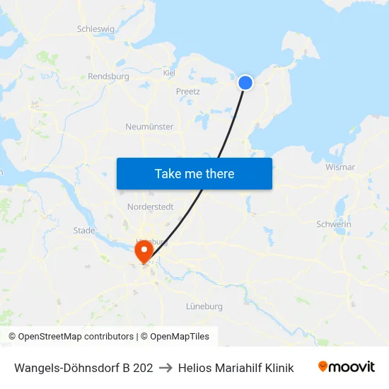 Wangels-Döhnsdorf B 202 to Helios Mariahilf Klinik map