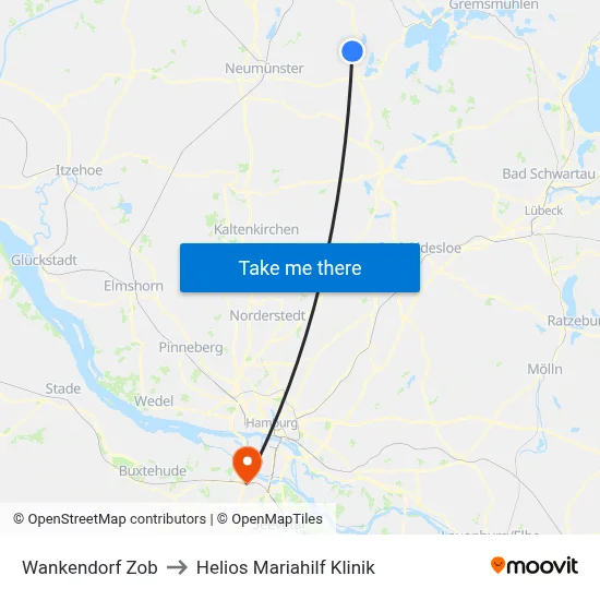 Wankendorf Zob to Helios Mariahilf Klinik map