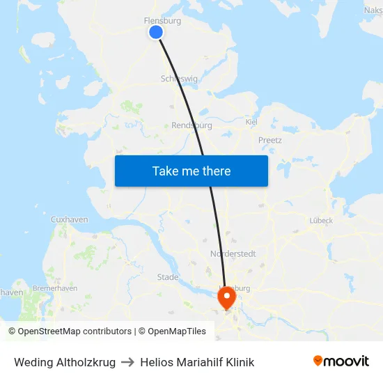 Weding Altholzkrug to Helios Mariahilf Klinik map