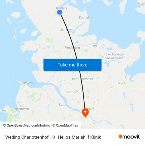 Weding Charlottenhof to Helios Mariahilf Klinik map