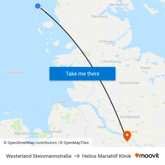 Westerland Steinmannstraße to Helios Mariahilf Klinik map